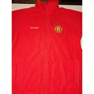 Columbia Manchester United Fleece Jacket Womens Medium Red Full Zip Soccer Coat